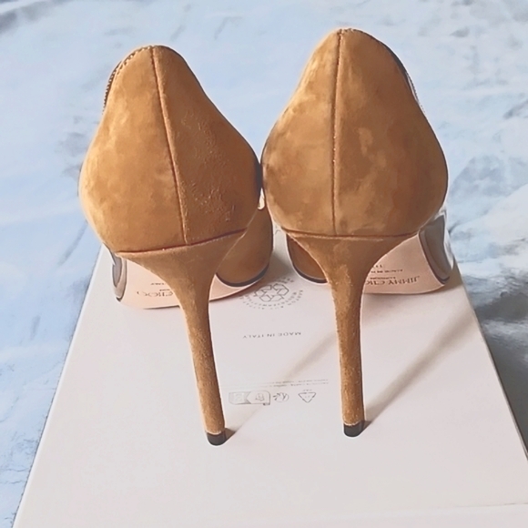 JIMMY CHOO Cass 95mm Patent Leather and Suede Pumps - Picture 9 of 15